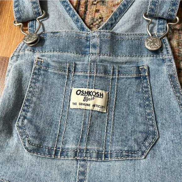 Oshkosh B’Gosh Girls Overall Jean White Cotton Eyelet Dress NWT Size 3T - Picture 4 of 8